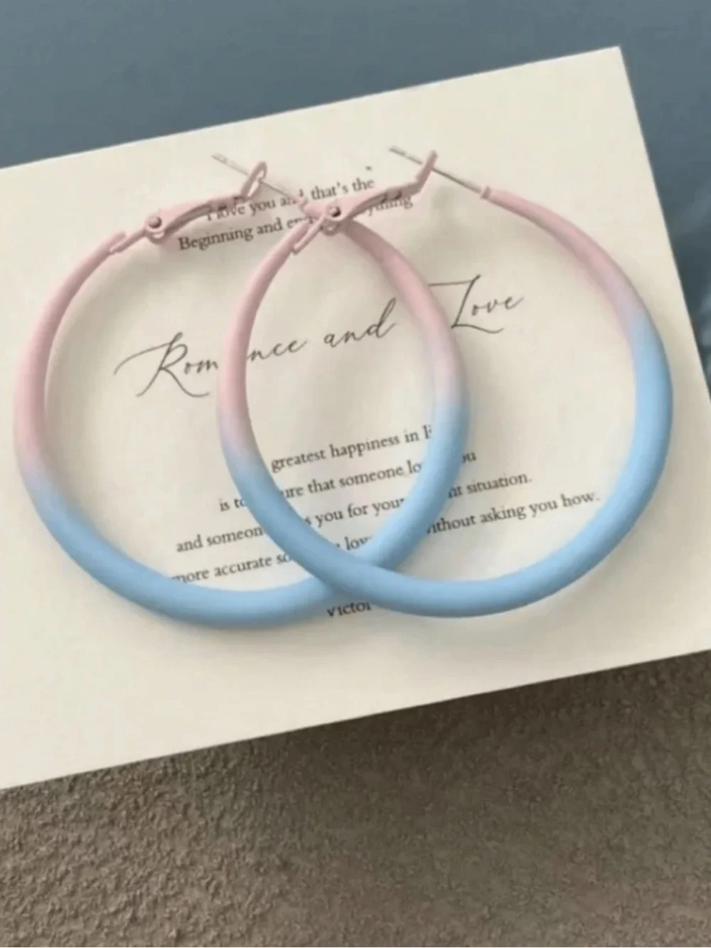 Minimalist Versatile pink blue Hoop Earrings